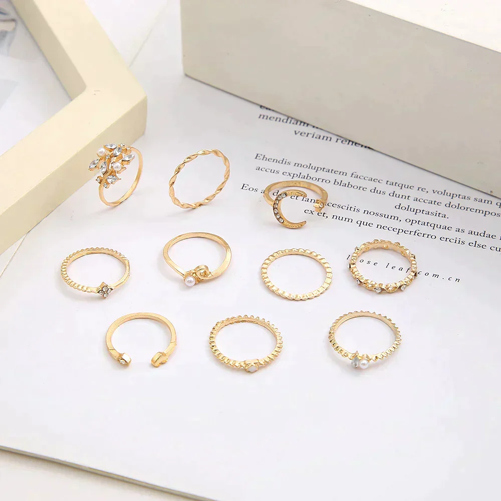 10er-Pack Bohemische Silber- und Goldbeschichtete Ringe - Image 2