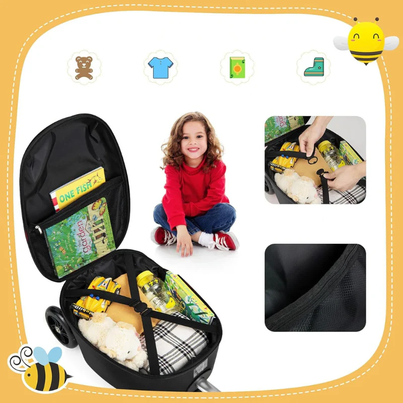 2-in-1 Kinder-Rollerkoffer mit LED-Rädern – Wasserabweisendes Handgepäck für Reise und Spaß, faltbar, für Kinder ab 5 Jahren - Image 4