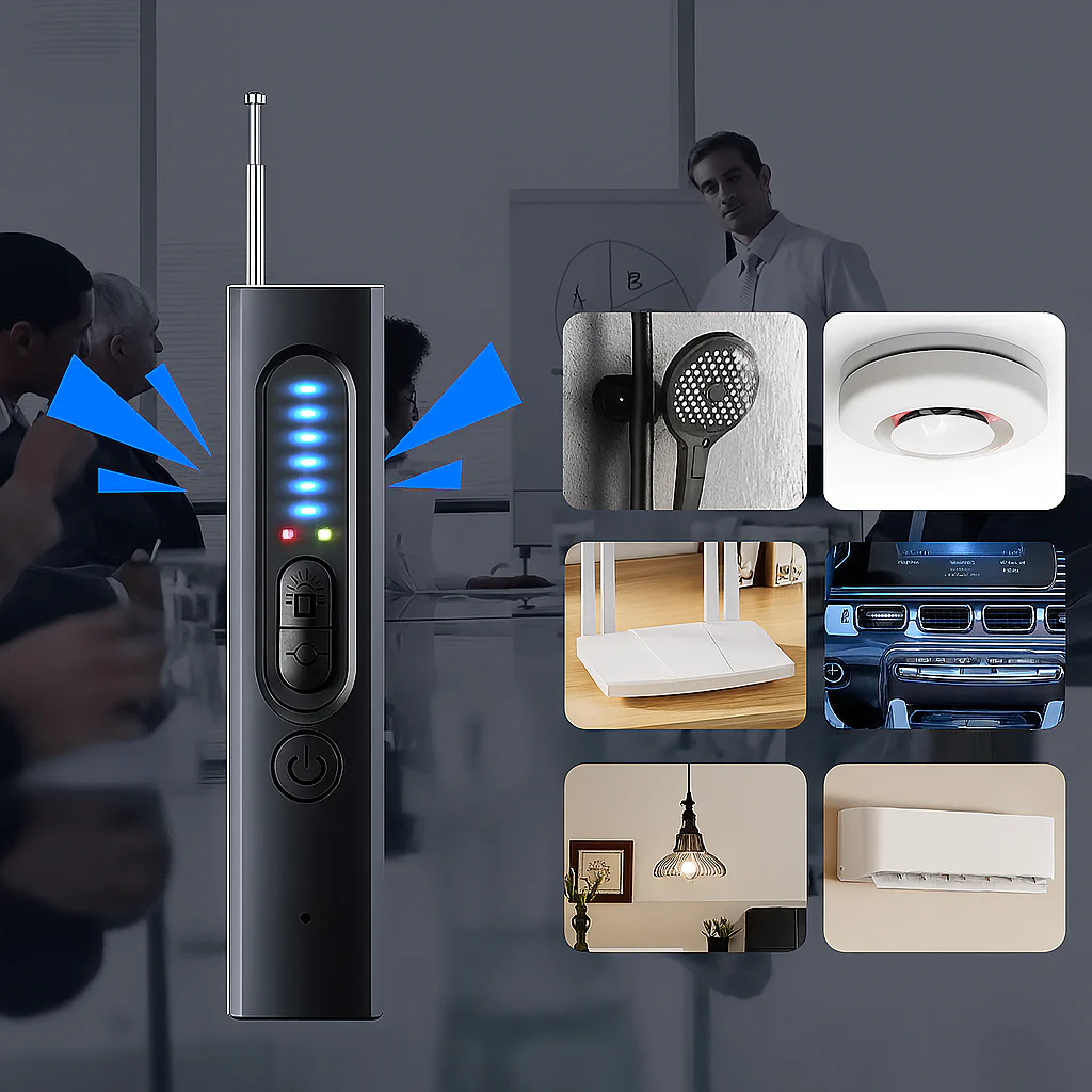 3-in-1-Spionagekamera-Detektor – Einstellbare Empfindlichkeit, LED-Licht & Vibrationsalarm - Image 2