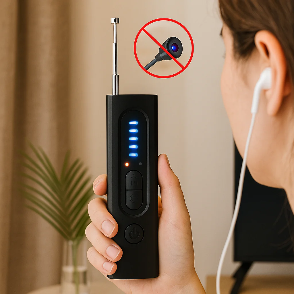 3-in-1-Spionagekamera-Detektor – Einstellbare Empfindlichkeit, LED-Licht & Vibrationsalarm - Image 3
