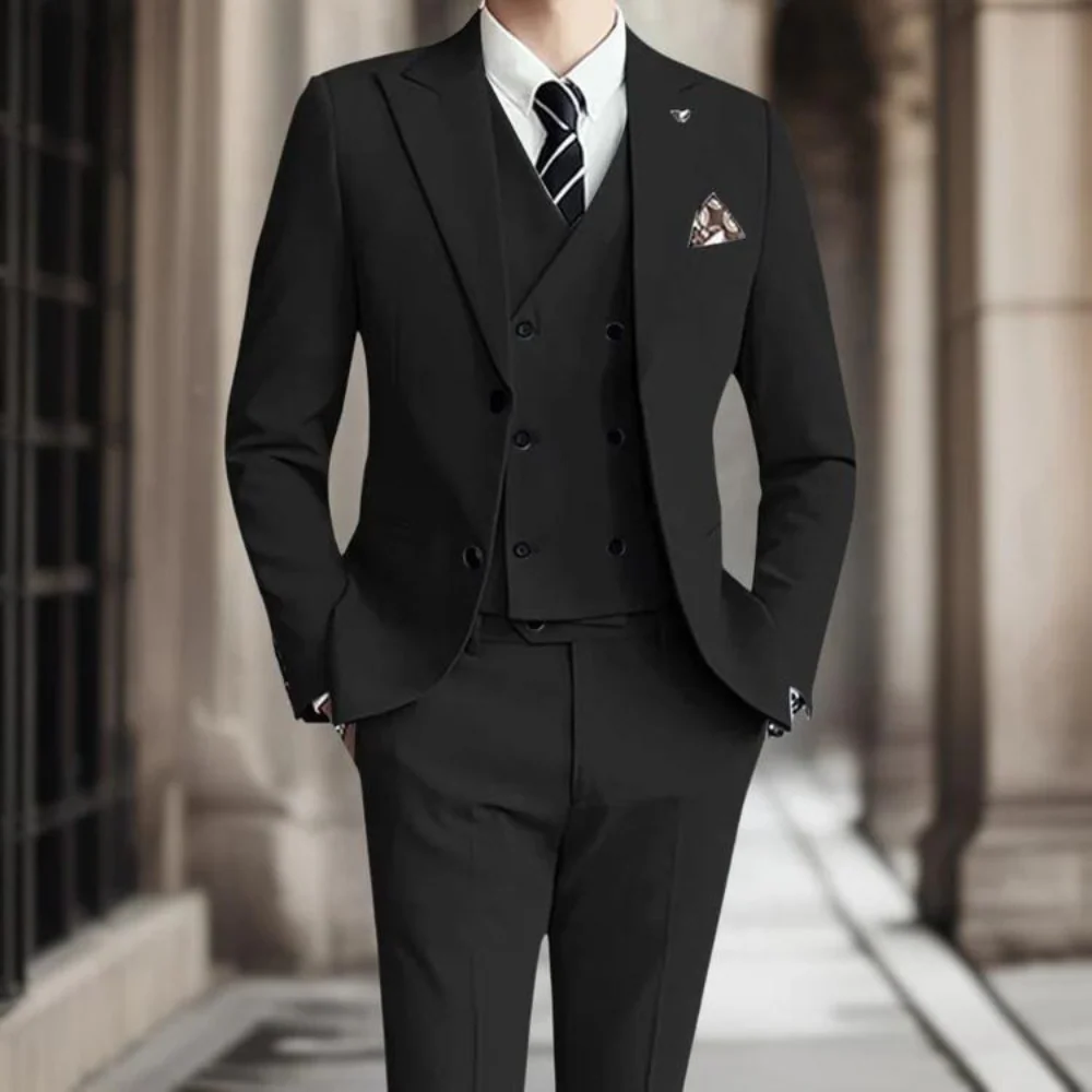 3-teiliger Slim Fit Hochzeitsgastanzug Für Herren | Elegant