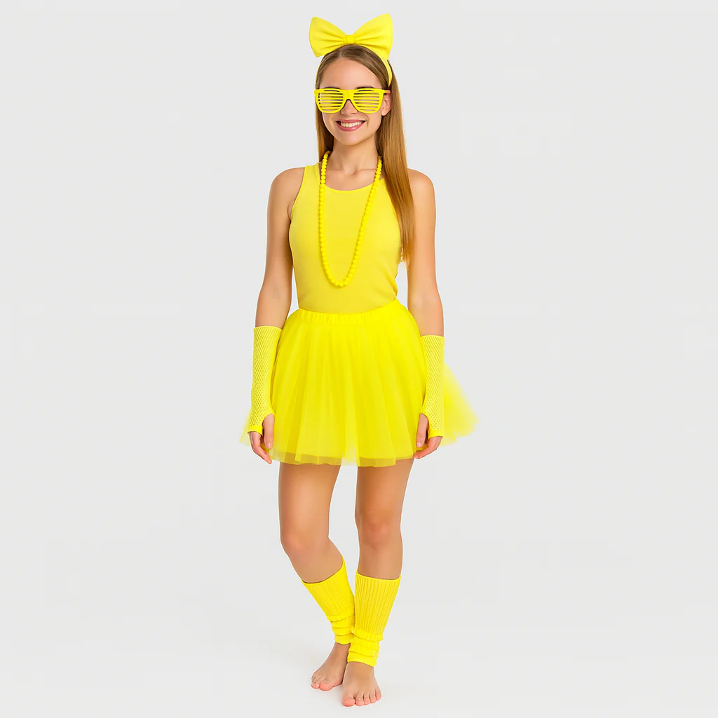 80er Jahre Damen Kostümset – Retro 6-teiliges Outfit für Party & Halloween - Image 3