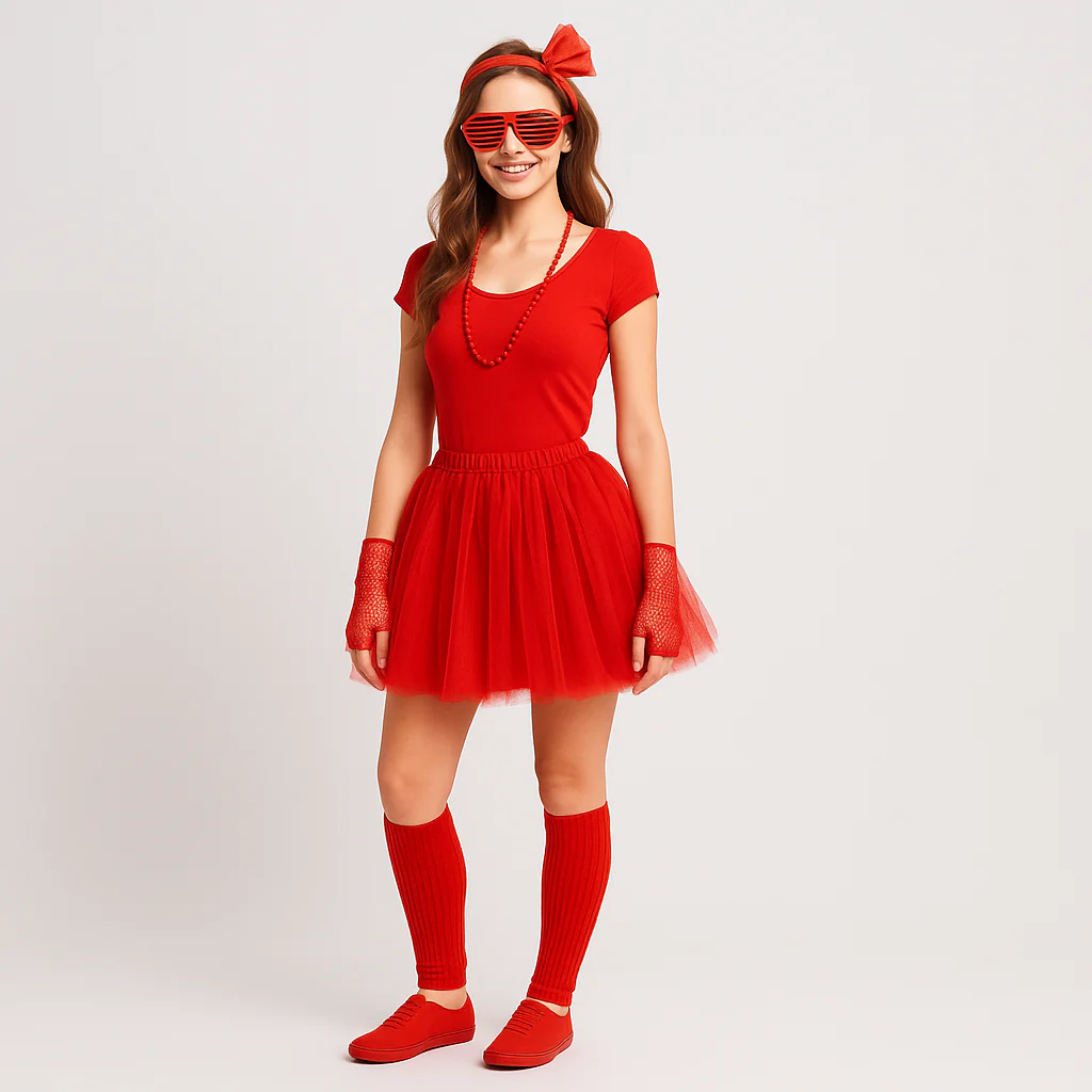80er Jahre Damen Kostümset – Retro 6-teiliges Outfit für Party & Halloween - Image 7