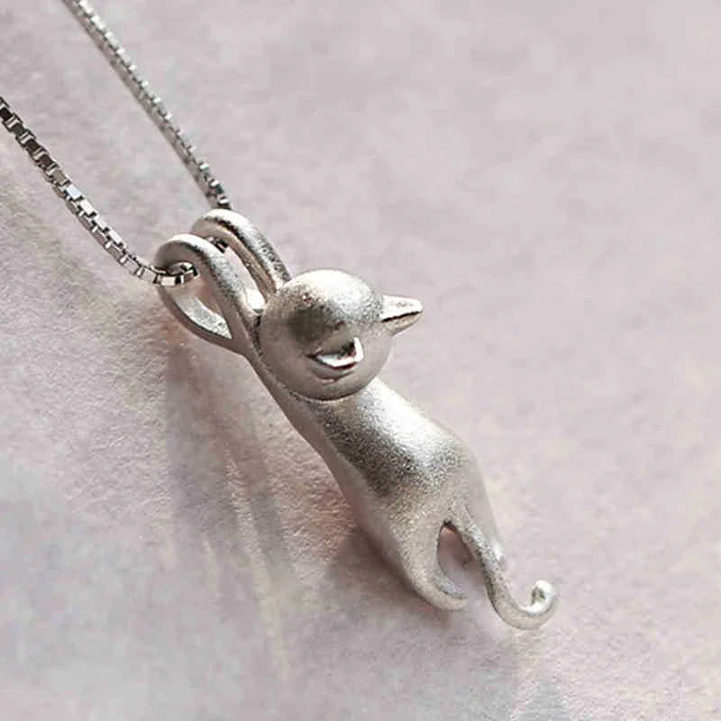 925 Sterling Silber Verspielte Kitty Halskette - Image 4
