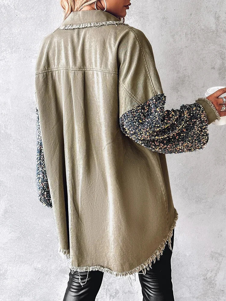 Aadhya – jeansjacke mit kontrastierenden pailletten - Image 2