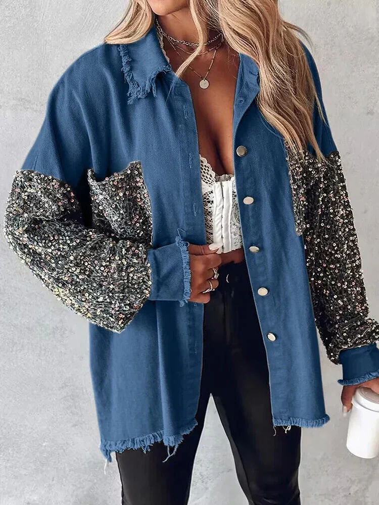 Aadhya – jeansjacke mit kontrastierenden pailletten - Image 3