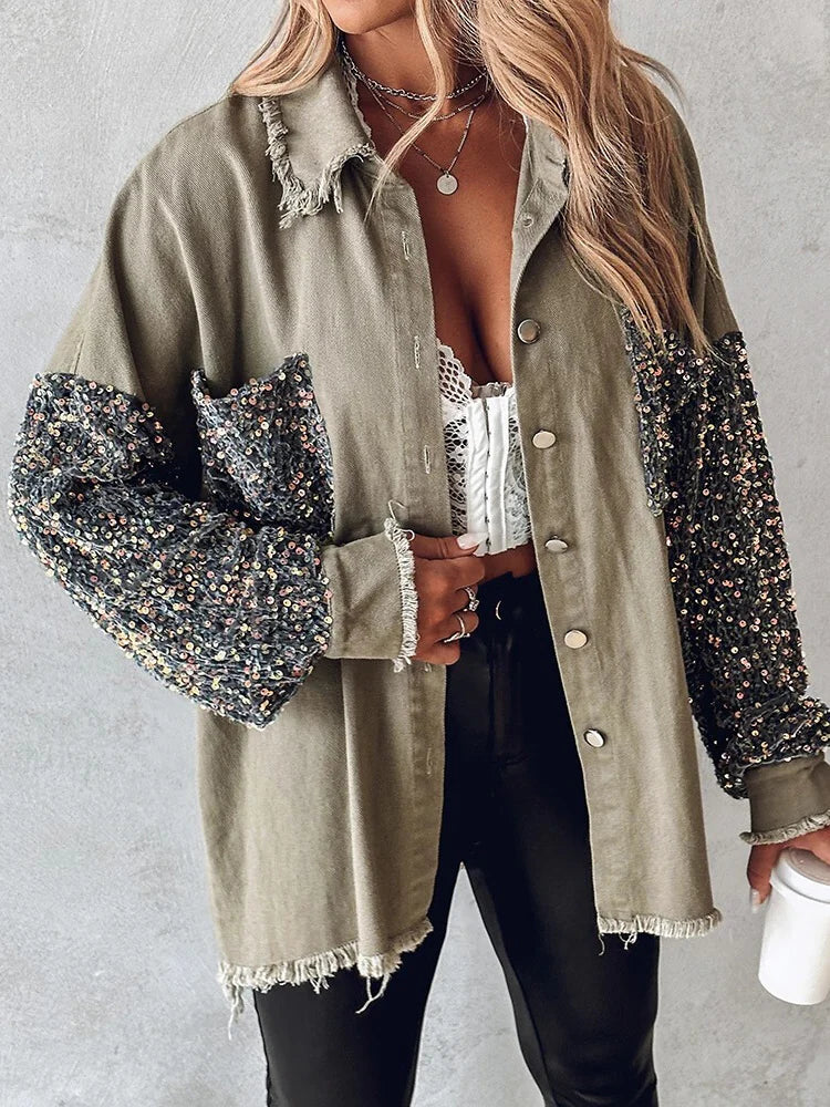 Aadhya – jeansjacke mit kontrastierenden pailletten - Image 4