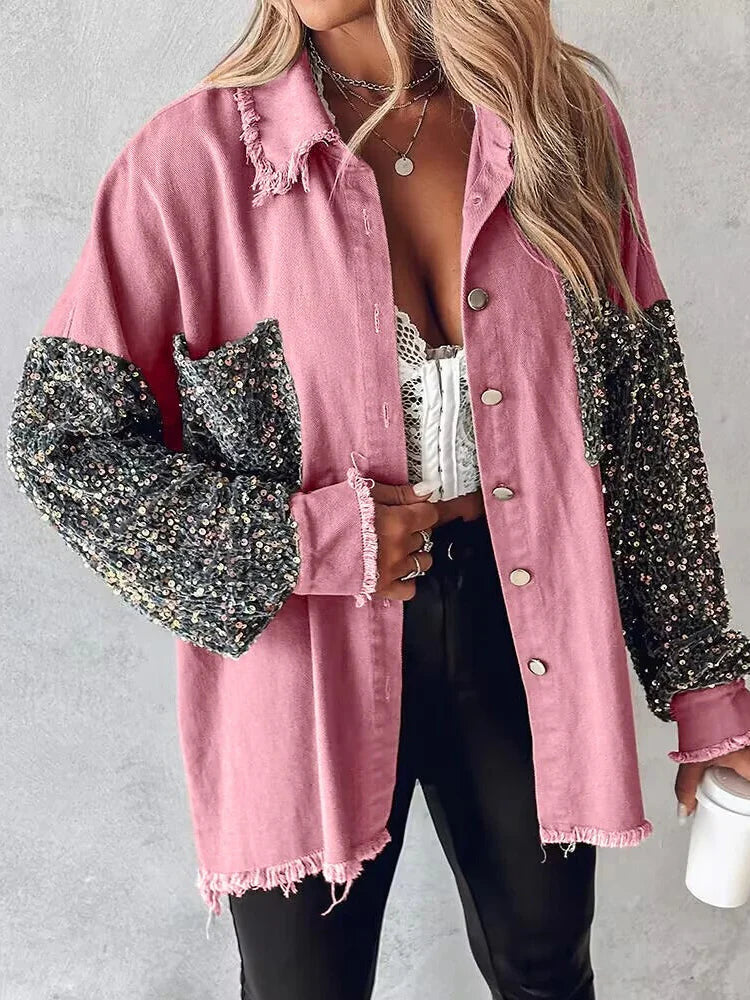 Aadhya – jeansjacke mit kontrastierenden pailletten - Image 6