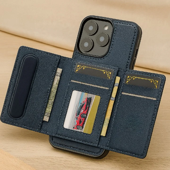 Abnehmbare magnetische Brieftasche für iPhone 11–16 Pro Max/Plus – PU-Leder, 5 Kartenfächer, kabelloses Laden - Image 3