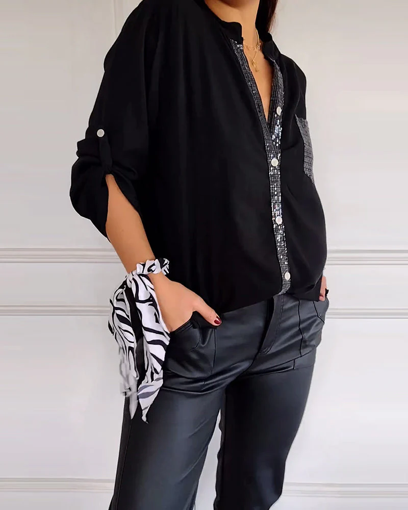 Ada | Legere Bluse mit Paillettenknöpfen - Image 2