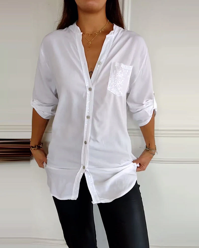 Ada | Legere Bluse mit Paillettenknöpfen - Image 5