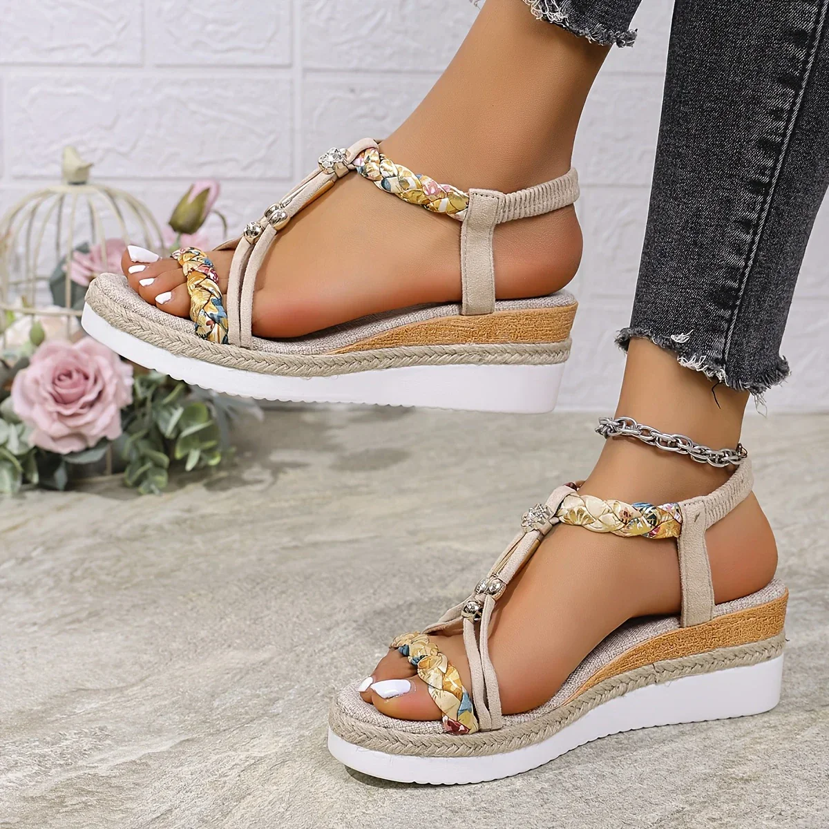 Addison - Women'S Summer New Arrival, Keilsandalen mit Kordel-Detail - Image 3