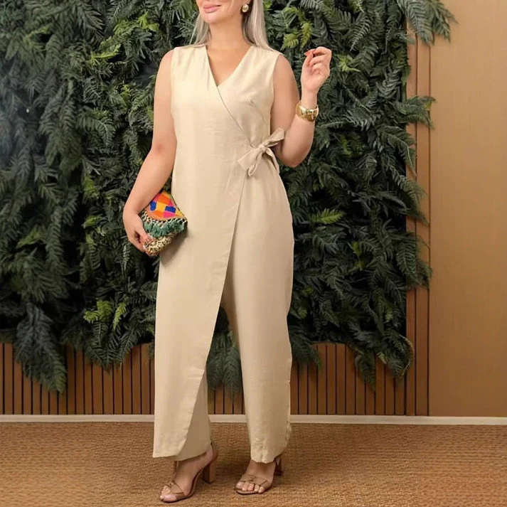 AIMEE - ÄRMELLOSER WICKEL-JUMPSUIT MIT SCHLEIFE - Image 2