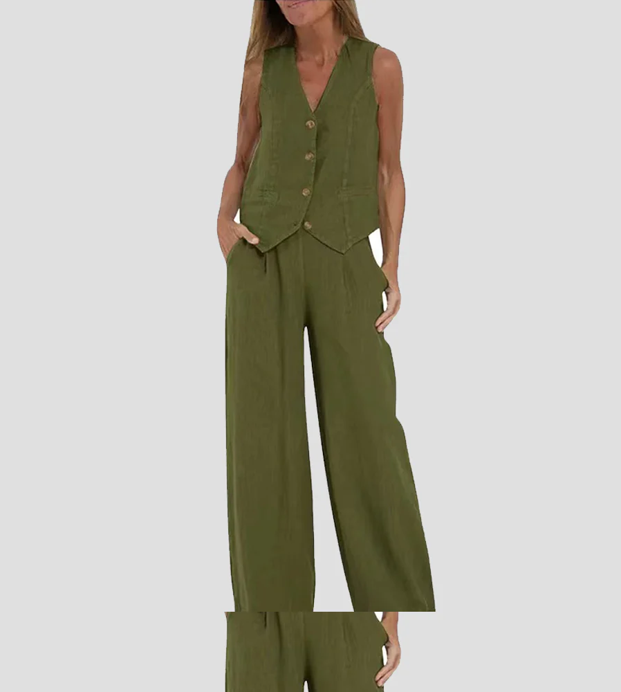 Aira™ - Knopfmantel & Weite-Hosen Set - Image 15