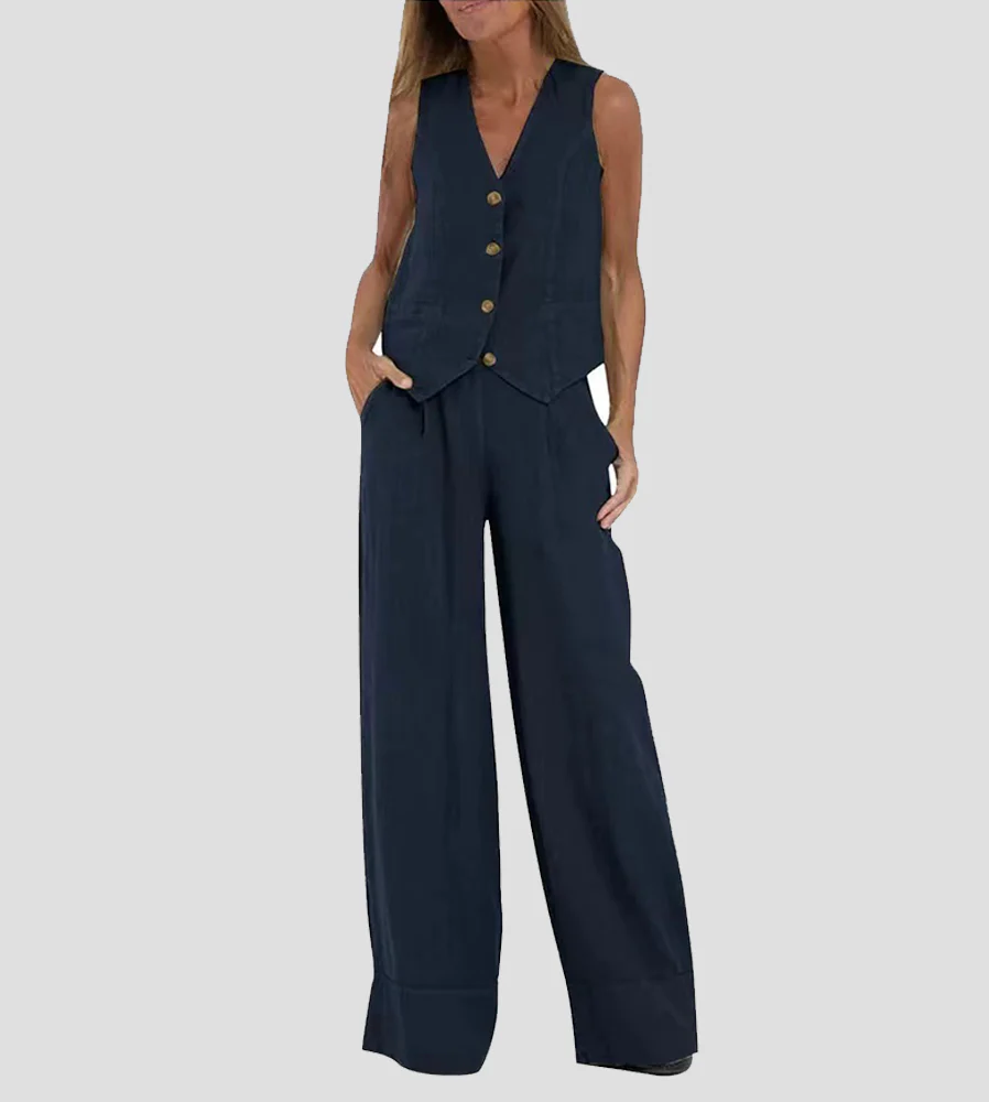 Aira™ - Knopfmantel & Weite-Hosen Set - Image 16