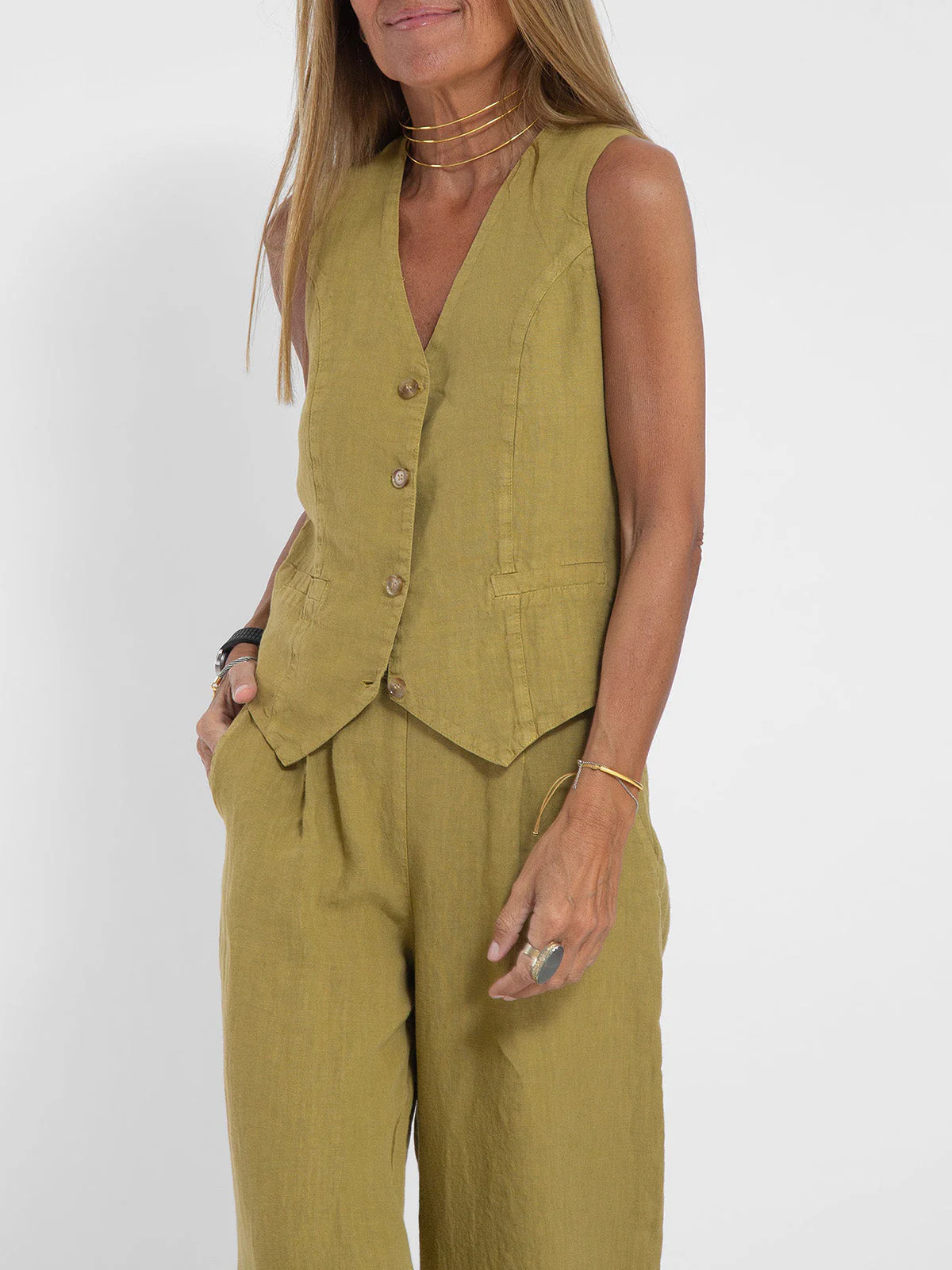 Aira™ - Knopfmantel & Weite-Hosen Set - Image 2