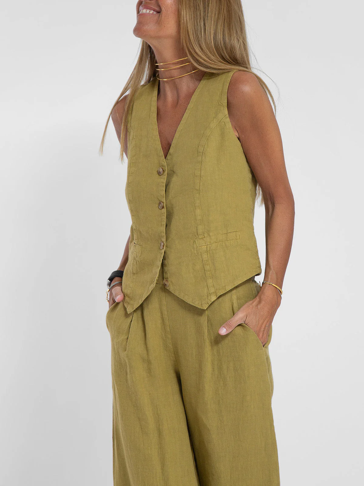 Aira™ - Knopfmantel & Weite-Hosen Set - Image 3