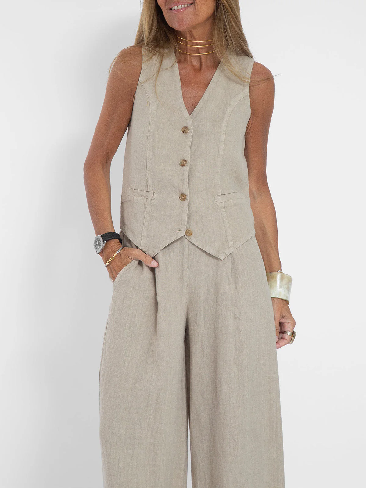 Aira™ - Knopfmantel & Weite-Hosen Set - Image 6