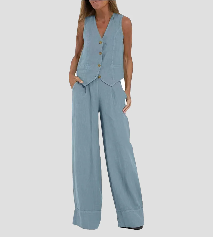 Aira™ - Knopfmantel & Weite-Hosen Set - Image 9