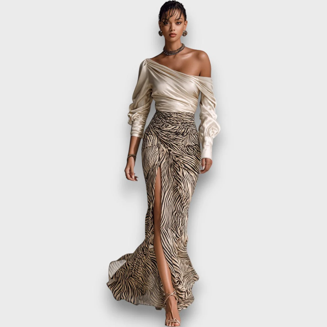 Alessira – Langes Satin-Top mit Off-Shoulder-Design - Image 2