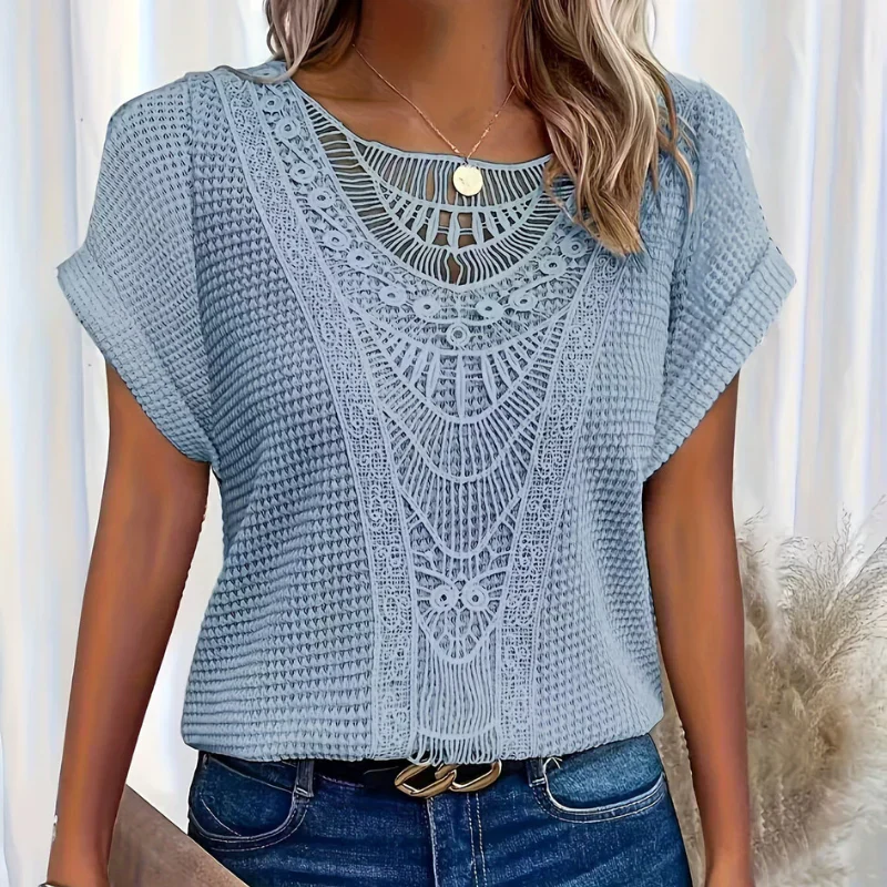 ALEYNA - SPITZENBLUSE MIT STRICKSTOFF - Image 2