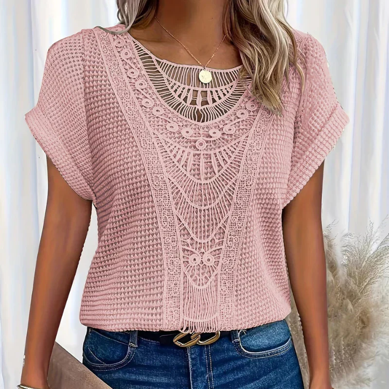 ALEYNA - SPITZENBLUSE MIT STRICKSTOFF - Image 3