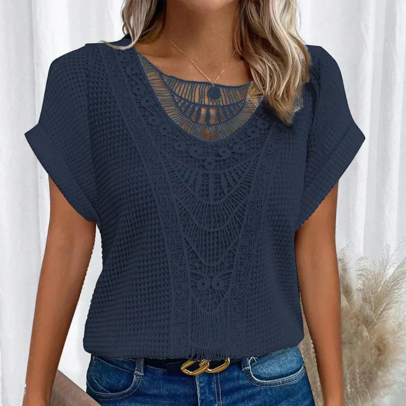 ALEYNA - SPITZENBLUSE MIT STRICKSTOFF - Image 6