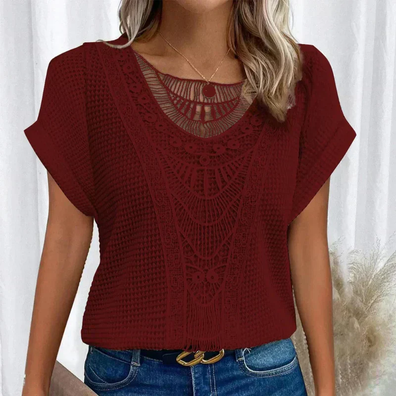 ALEYNA - SPITZENBLUSE MIT STRICKSTOFF - Image 7