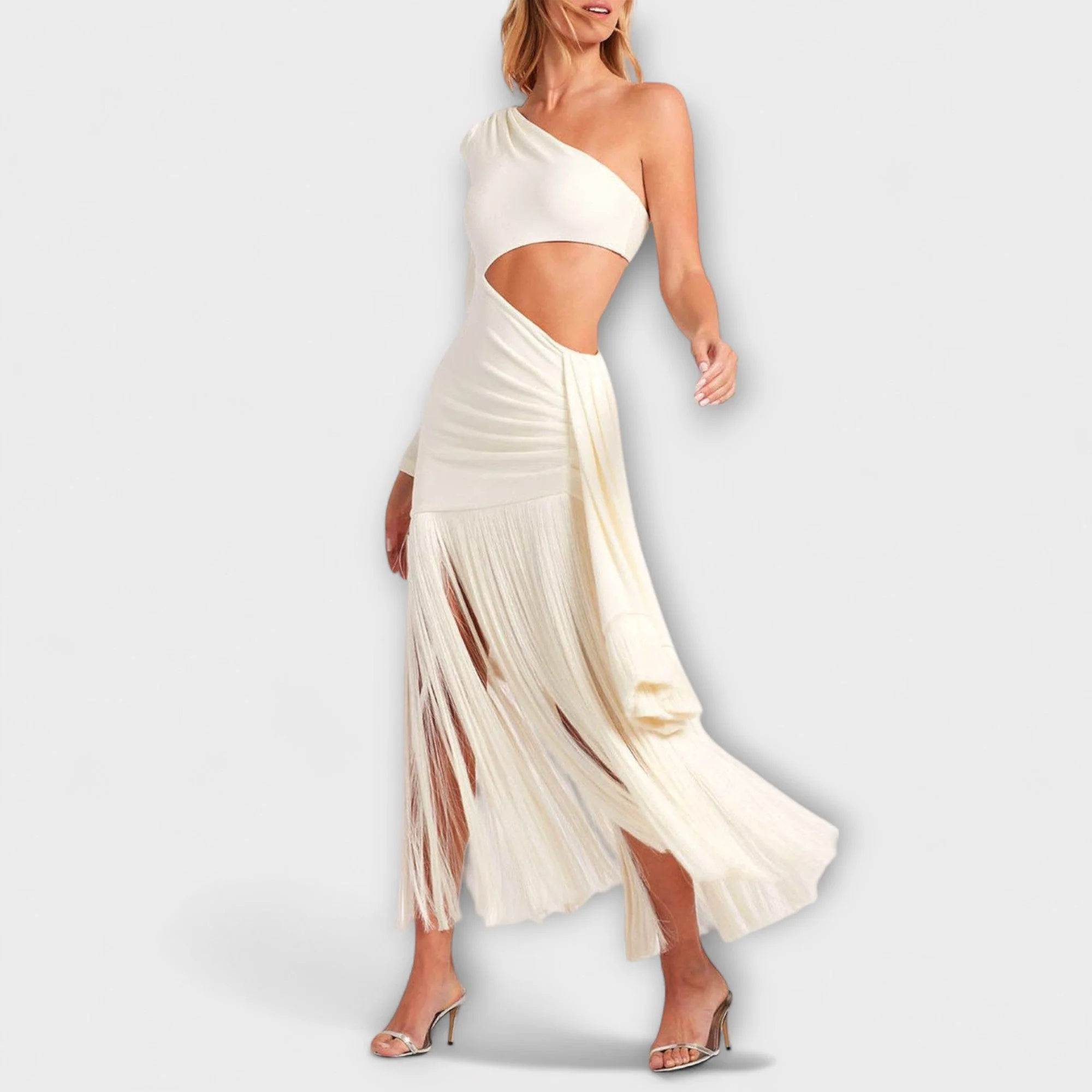 Alice - Faszinierendes Maxi-Kleid mit Cutout und Fransen - Image 3