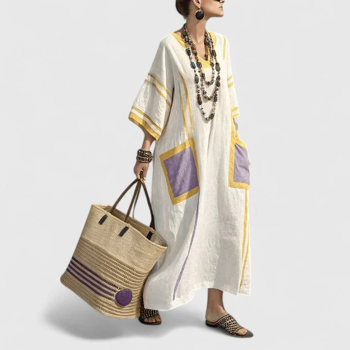 Alina | Damen Boho Taschen Maxi Kleid - Image 6