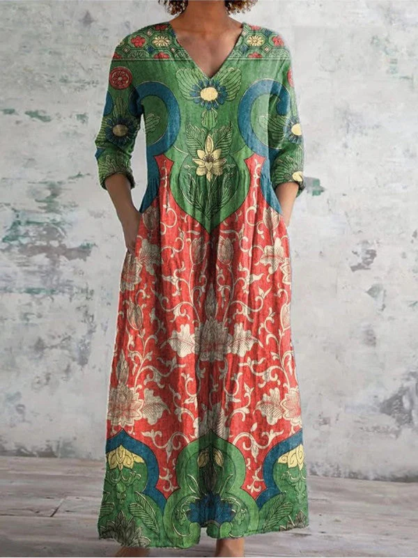 Alina® | Maxi-Kleid mit vintage Blumenmuster