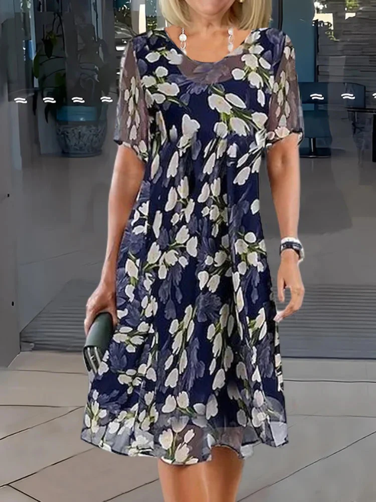 ALISA - FLIESSENDES KLEID MIT BLUMENMUSTER
