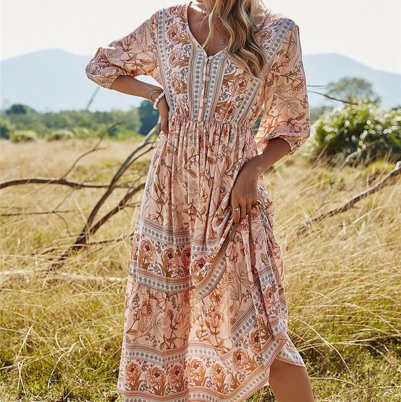 Allison - Elegantes böhmisches Kleid mit Blumenmuster für Frauen - Image 2