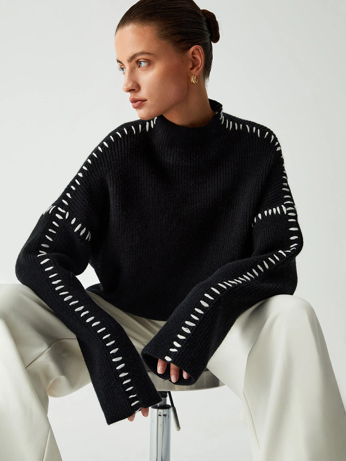 Alma | Oversize-Dolcevita-Pullover mit Piqué-Details - Image 4