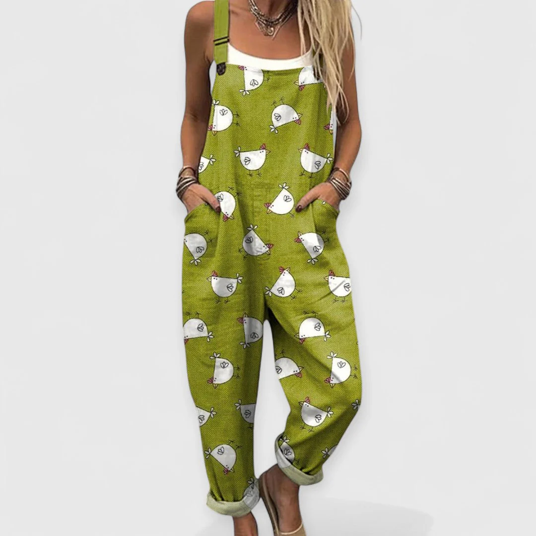 Althea | Damen Vintage Weitbeiniger Jumpsuit