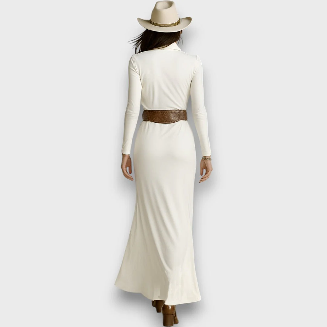 Alvara – Maxikleid mit Reverskragen und langen Ärmeln - Image 2