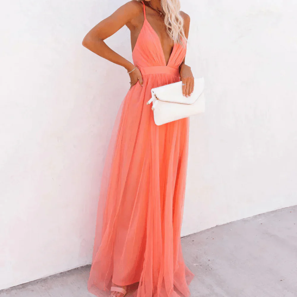 Amalia | Damen Sommer-Maxikleid Fließend Leicht Elegant