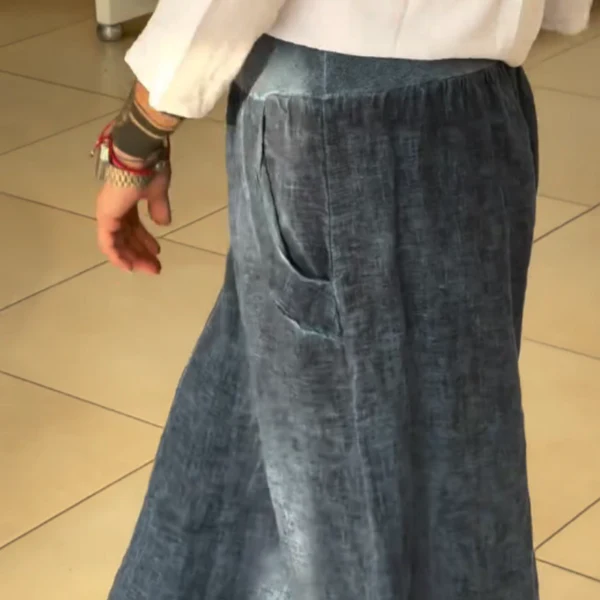AMALIA - STRETCHHOSE MIT WEITEM BEIN UND TASCHEN - Image 2