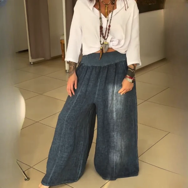 AMALIA - STRETCHHOSE MIT WEITEM BEIN UND TASCHEN - Image 3