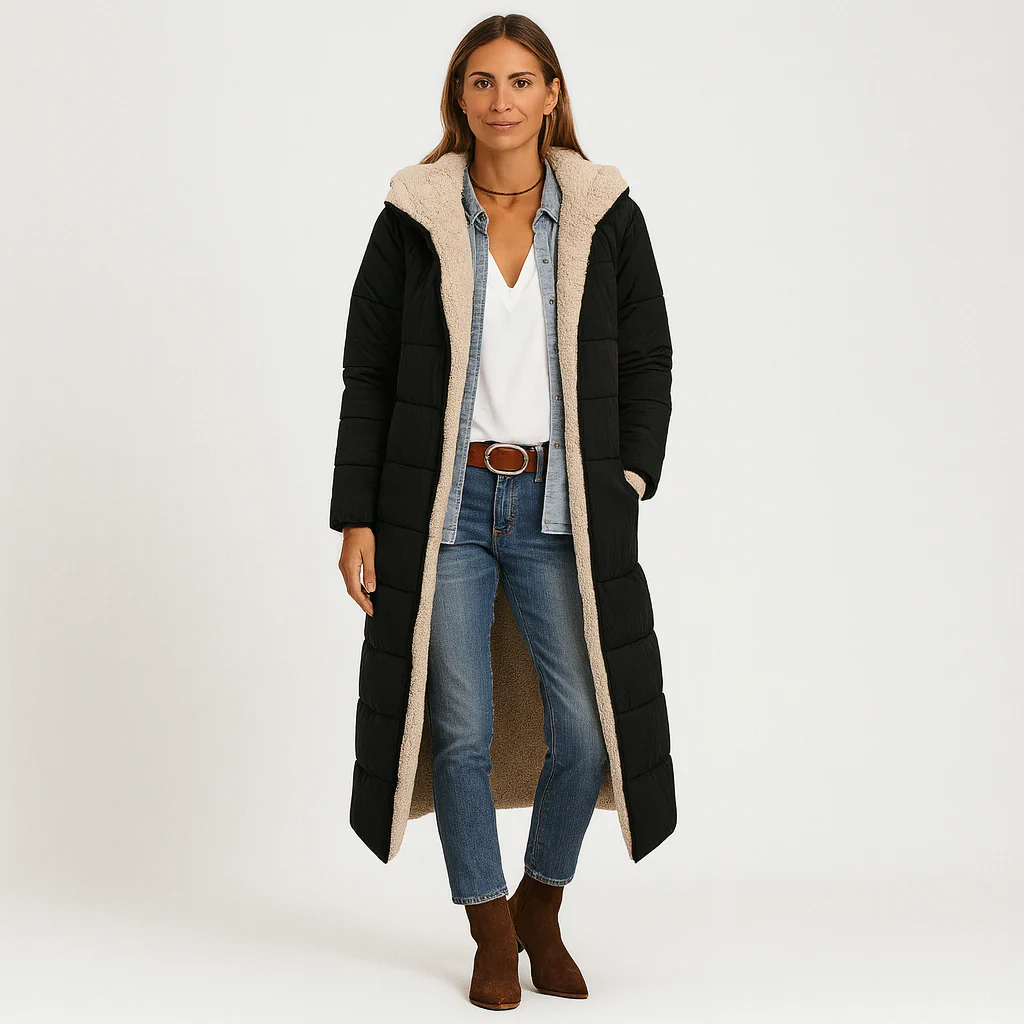 Amara | Wendbarer Wintermantel mit flauschiger Kapuze für Damen