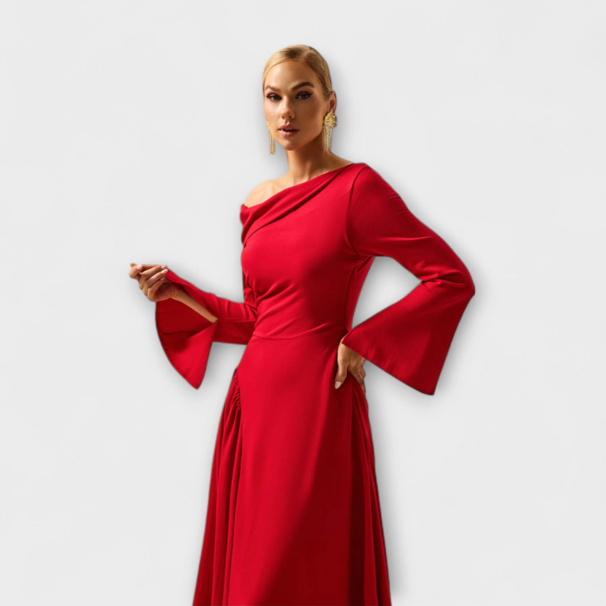 Amarisse – Drapiertes Midikleid mit Schulterakzent - Image 4