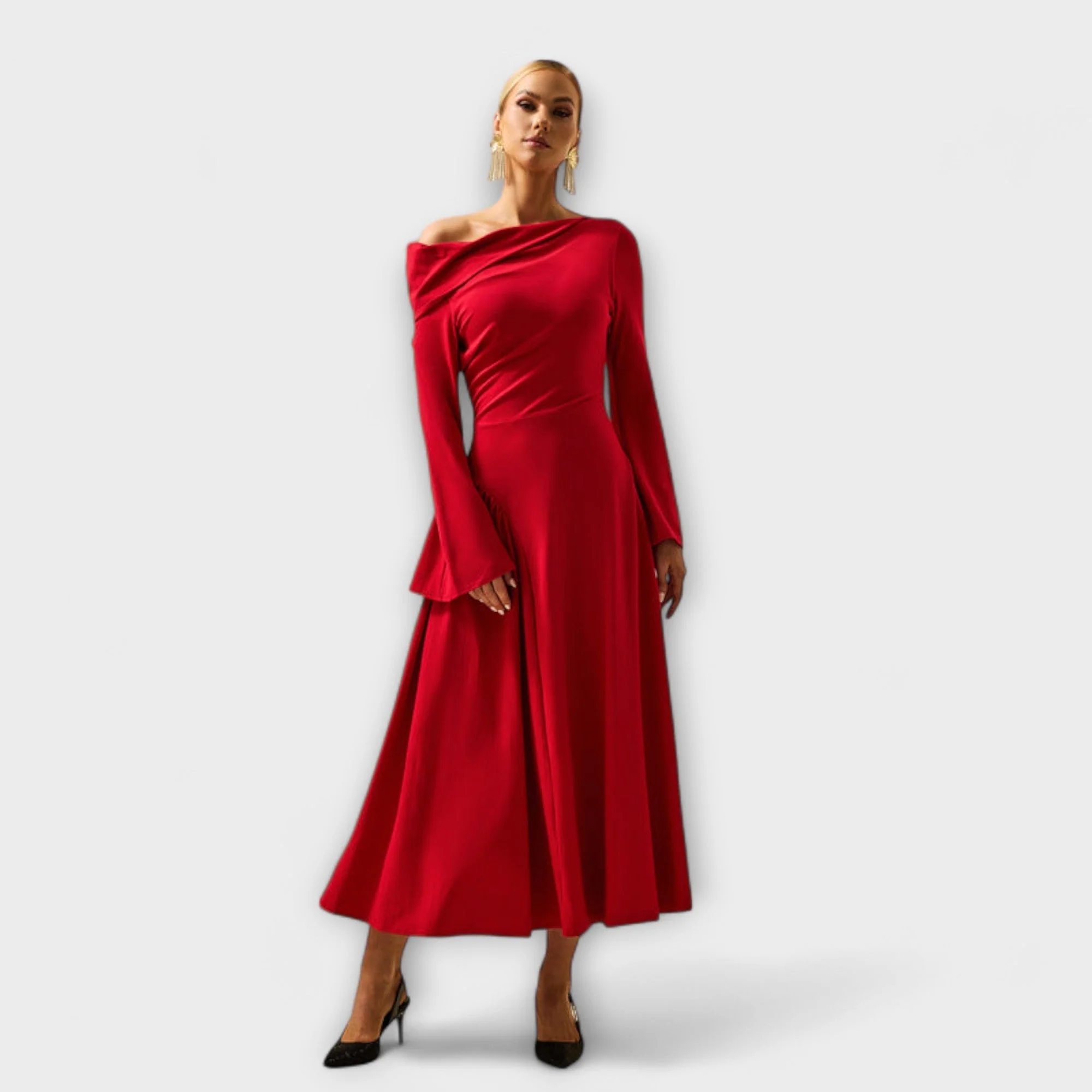 Amarisse – Drapiertes Midikleid mit Schulterakzent - Image 5