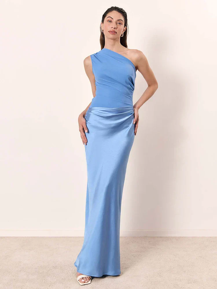 Amber™ – Ein Schulter Satin Maxikleid - Image 3