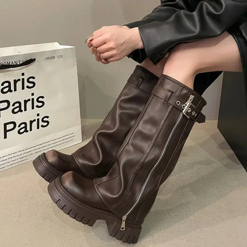 Ambrose Kniehohe Plateau-Stiefel