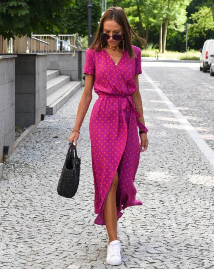 AMINA - LANGES WICKELKLEID MIT PRINT
