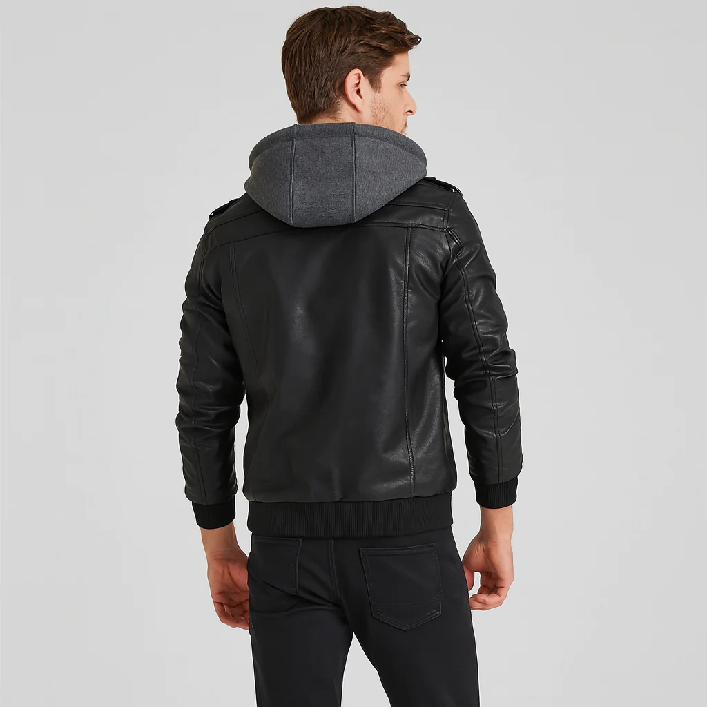 Anders | Lässige Lederjacke mit Kapuze für Herren