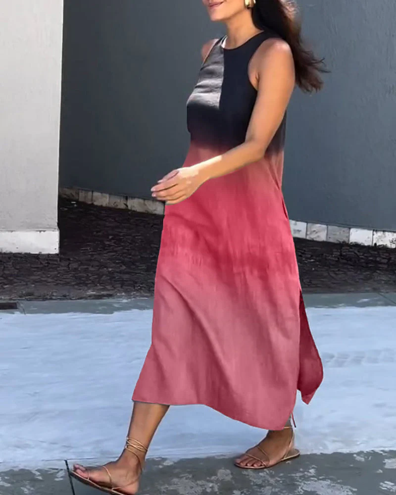 Anette | Ärmelloses degradées Kleid mit rundem Ausschnitt - Image 2