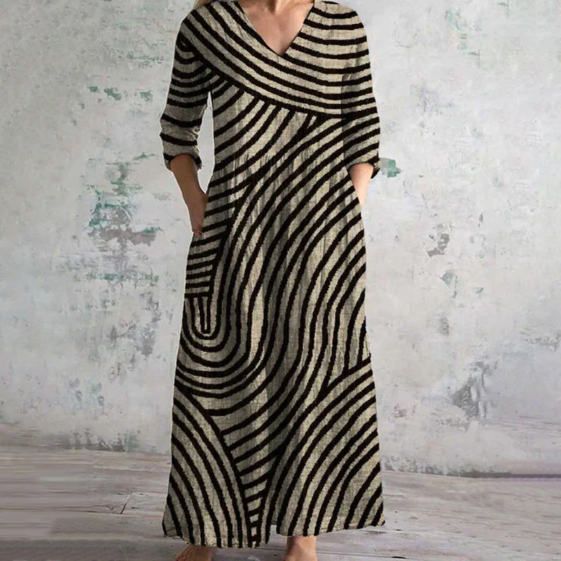 Angela™ | Gestreiftes Vintage-Kleid - Image 2