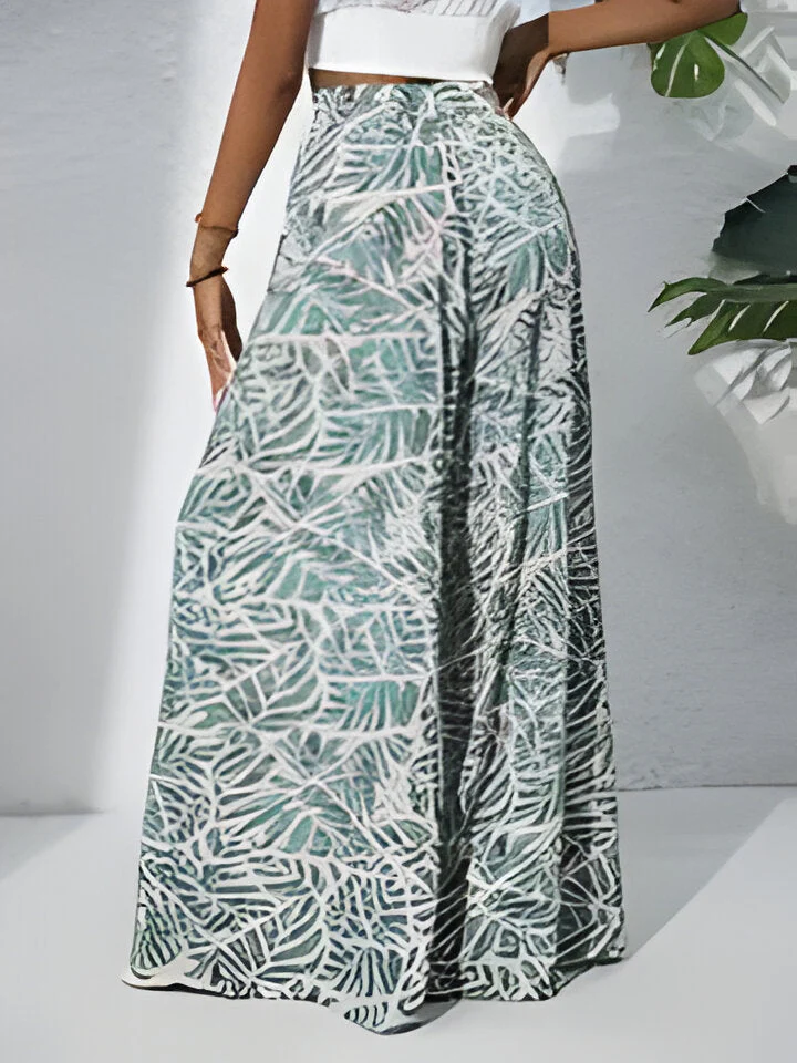 Antonella | Bohemian Floral Print Chiffon Hose mit weitem Bein für Frauen