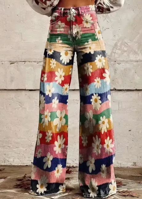 Anzhela - Weite Hose mit buntem Druck - Image 2